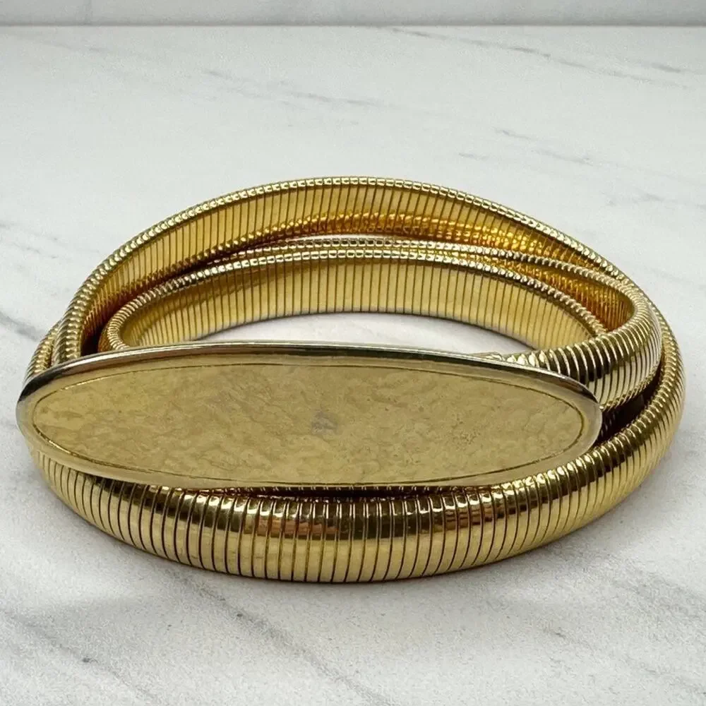Vintage Gold Tone Coil Stretch Cinch Belt Small (S) ✨
